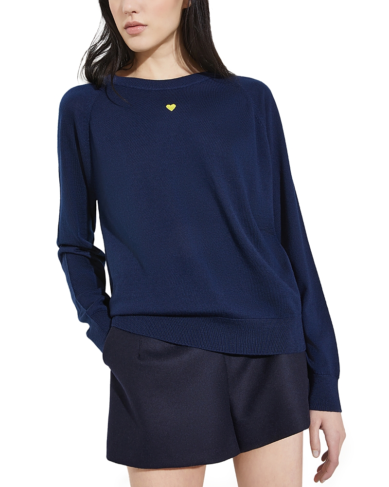 Max & Co . Merino Wool Crewneck Sweater In Blue