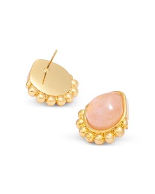 Rose Quartz Stud Earrings, 0.9"L - Exclusive