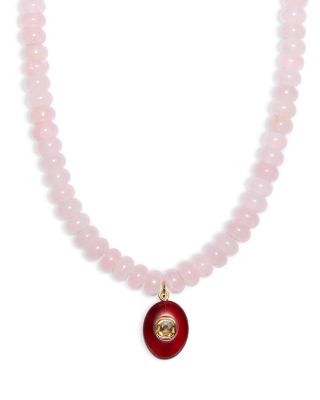 AQUA - Pink Quartz Beaded Pendant Necklace, 16"-18" - Exclusive
