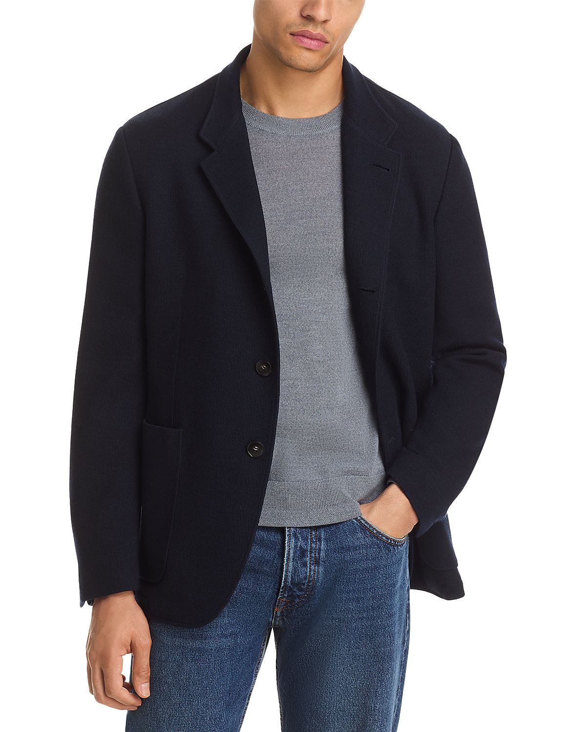 Canali Wool & Cotton Jersey Knit Blazer