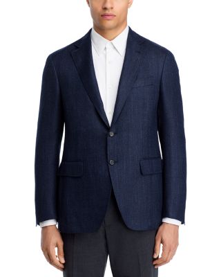 Kei Wool, Silk & Linen Herringbone Unstructured Trim Fit Sport Coat