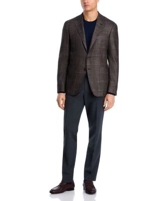Kei Wool, Silk &amp; Cashmere Windowpane Unstructured Trim Fit Sport Coat