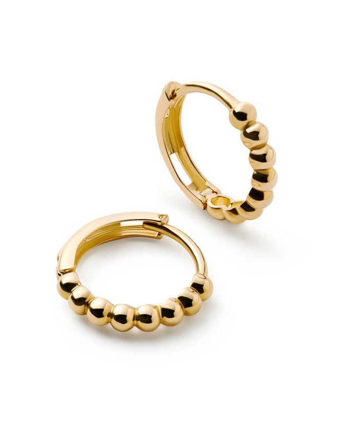 Solid Yellow Gold Bead Hoops Small Earrings