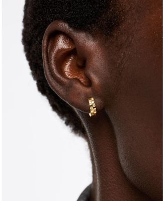 Brass and Cubic Zirconia Eden Mini Gold Huggie Earrings