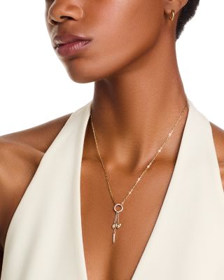 Diamond Charm Necklace in 14K Yellow Gold, 0.20 tcw