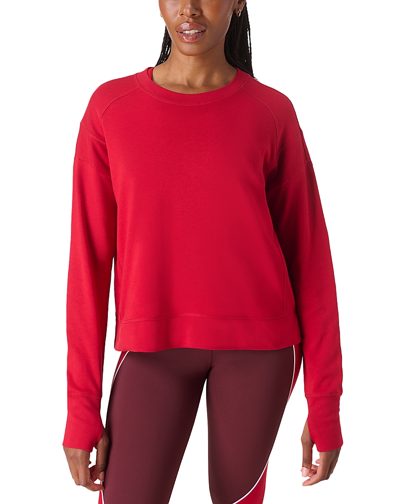 Sweaty Betty After Class Crop Sweatshirt Pepper Red In Red