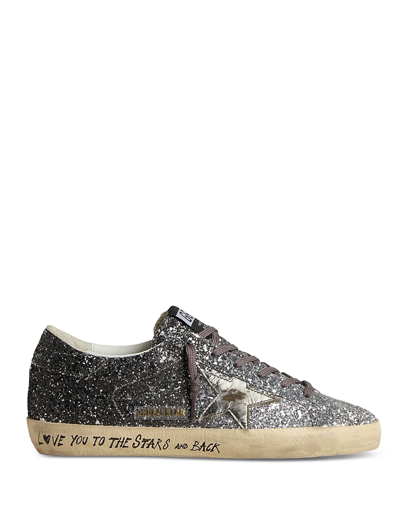 Golden Goose Super-star Classic With List Glitter Upper Toe Tongue And Heel Laminated Star Sneakers Grey In Multi