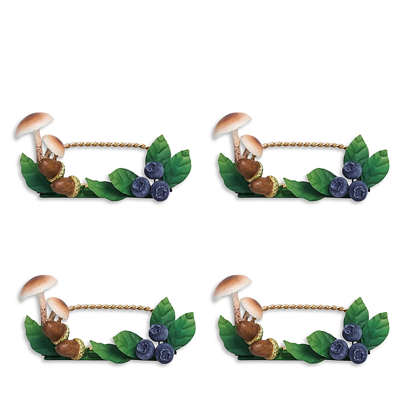 Juliska Forest Walk Mushroom & Acorns Set Of 4 Place Card Holders In Green