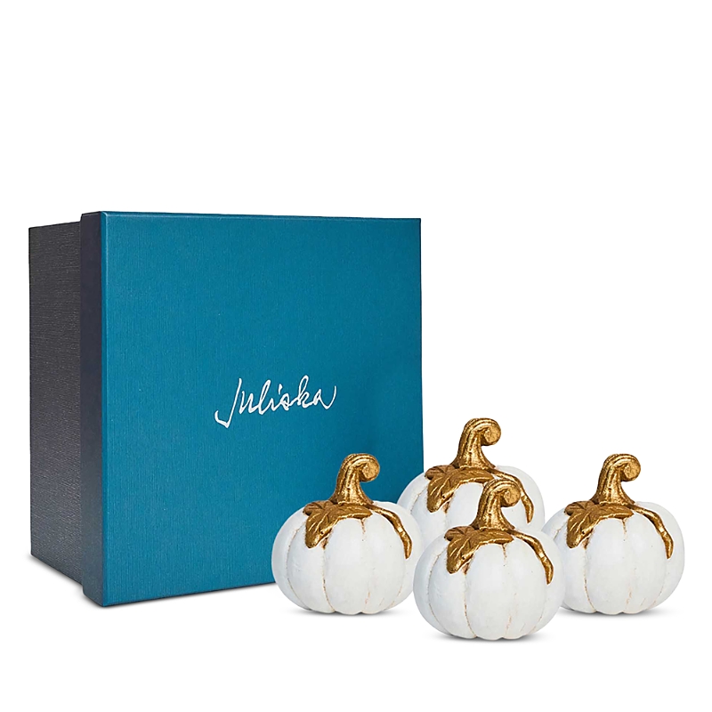 Juliska Forest Walk Pumpkin Place Card Holder, Set Of 4 In White