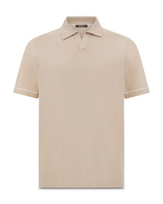 Cotton Crepe Knit Polo Shirt
