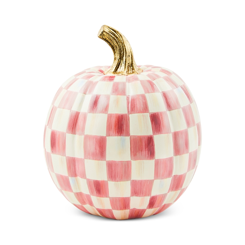 Mackenzie-childs Bubblegum Pink Check Small Pumpkin In Pink