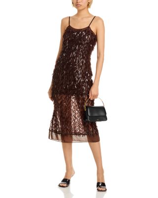Sequin Mesh Slip Dress