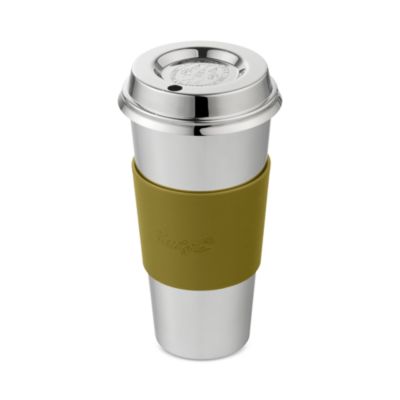 Stainless Steel Coffee Cup Objets Miroir with Leather Sleeve