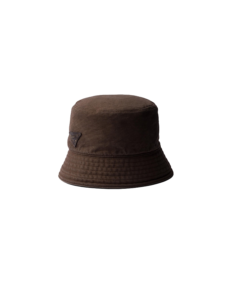 Prada Cotton Bucket Hat In Brown
