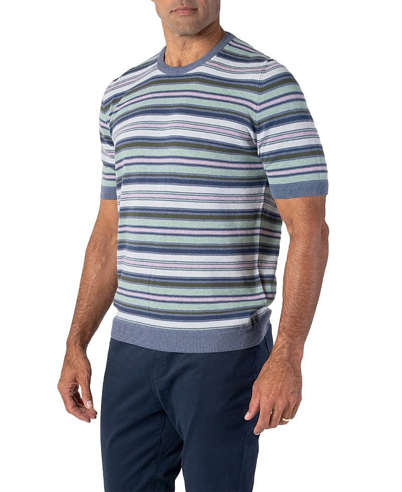 Robert Talbott Pratt Stripe Short Sleeve Crewneck Sweater