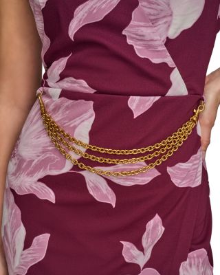 Floral Print Chain Belt Dress