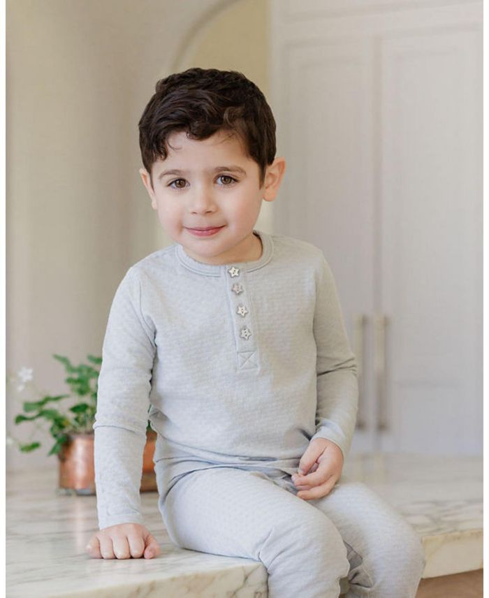Unisex Heart and Star Button Pointelle Collection Lounge Set - Baby, Little Kid