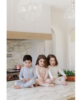  Unisex Heart and Star Button Pointelle Collection Lounge Set - Baby, Little Kid