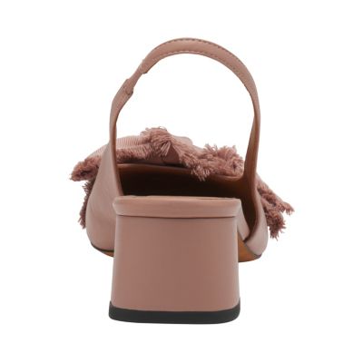 Women&#39;s Leather Heeled Slingback Ballerina