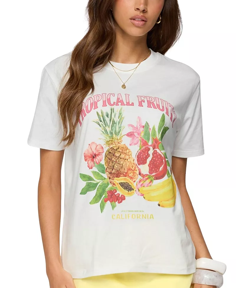 Edikted Tropical Fruits Graphic T-Shirt