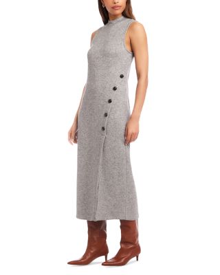 Lauren Button Detail Midi Dress