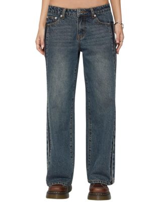 Edikted - Petite Contrast Panel Low Rise Dark Rinse Wash Jeans