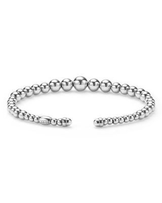 Sterling Silver Caviar Bubbly Beaded Cuff Bracelet