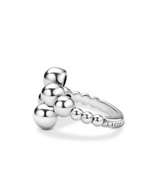 Sterling Silver Caviar Bubbly Beaded Bypass Ring