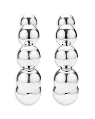 18K Yellow Gold & Sterling Silver Caviar Bubbly Beaded Hoop Earrings 