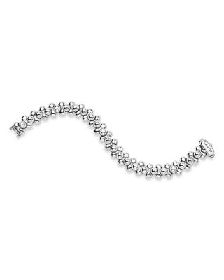 Sterling Silver Caviar Bubbly Bead Cluster Statement Bracelet