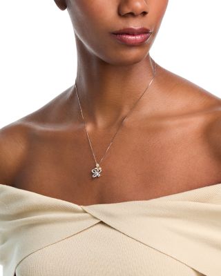 Diamond Butterfly Pendant Necklace in 14K Two Tone Gold, 0.25 tcw