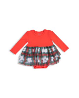 Girls' Holiday Plaid Long Sleeve Tutu Bodysuit - Baby
