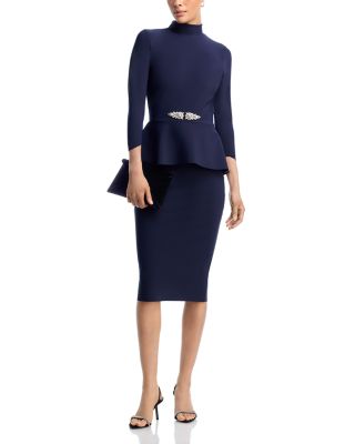 Haby Peplum Mock Neck Dress
