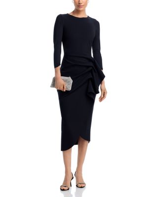 Wang 3/4 Sleeve Side Ruffle Dress