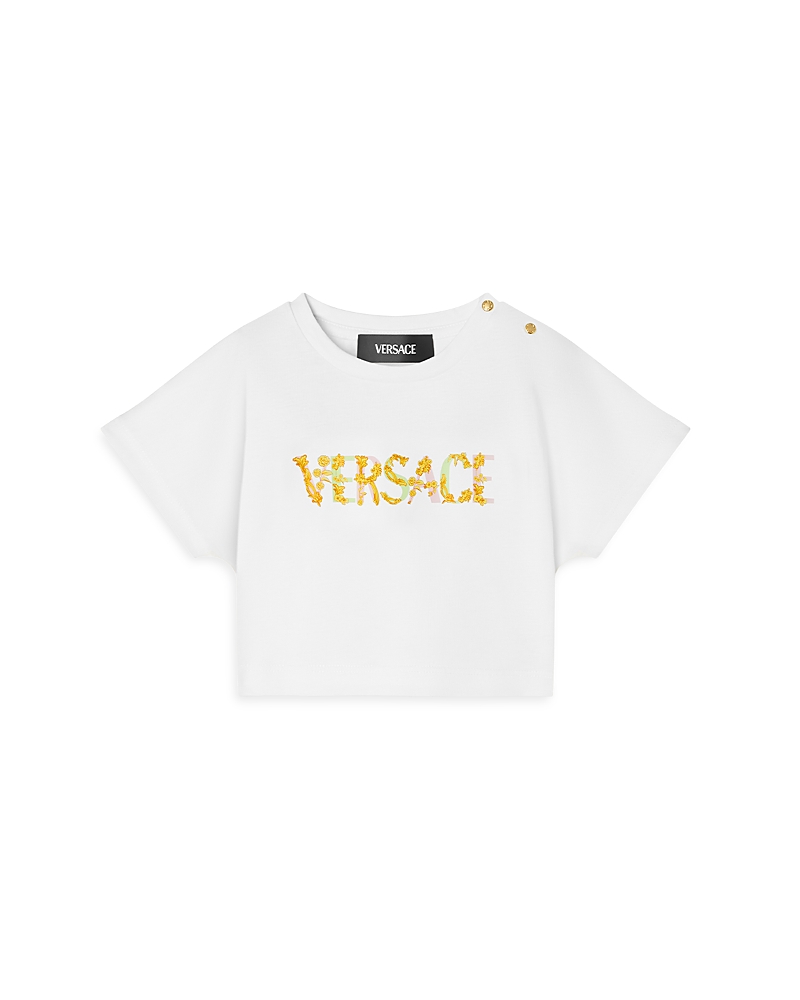 Versace Girls' Barocco Logo Print Tee - Baby, Little Kid In White
