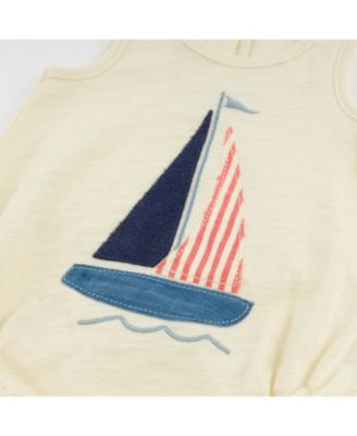 Boys' Slub Bubble - Sailboat Applique - Baby