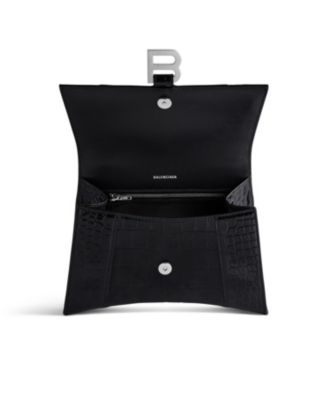 Hourglass Handbag Crocodile Embossed
