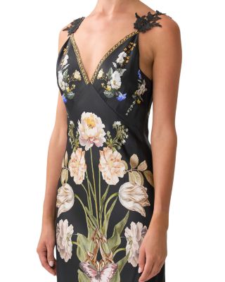 Silk Bias Cut Floral Print Dress