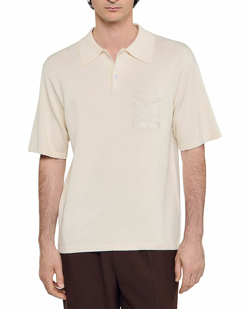 Sandro Polo With Rope Embroidery In Neutral