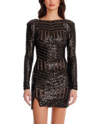 Nathalia Sequin Long Sleeve Mini Dress