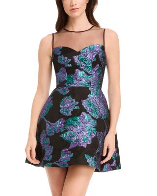 Kerra Metallic Floral Mini Dress