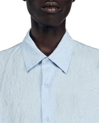 Crinkled Button-Front Shirt