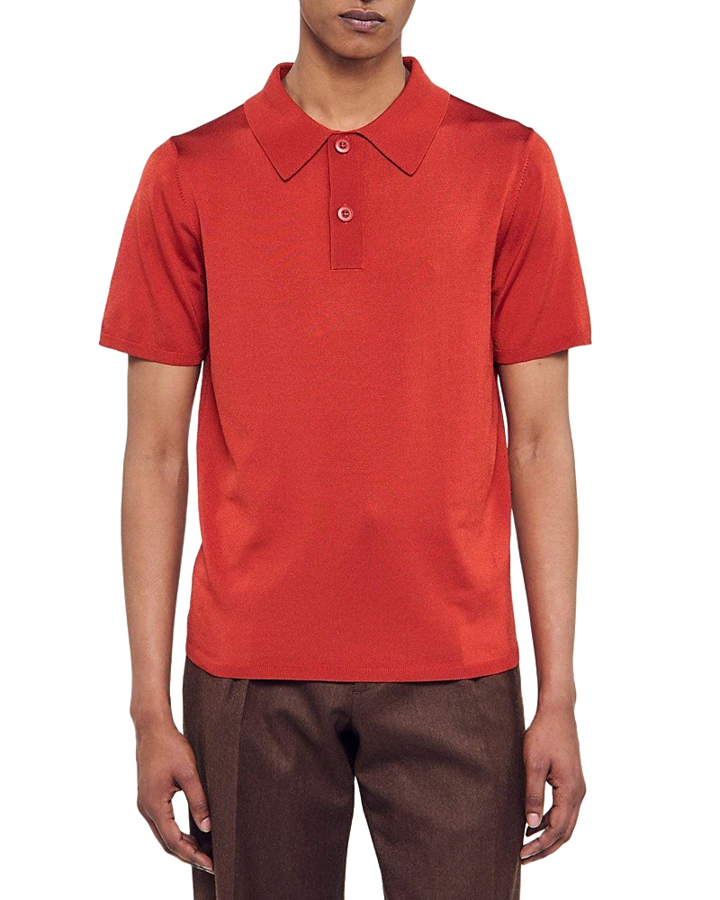 Sandro Pablo Slim Fit Knit Polo Shirt In Orange