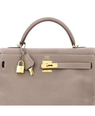 Kelly 32 Handbag Grey Togo with Gold Hardware