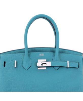 Birkin 30 Handbag Blue Togo with Palladium Hardware