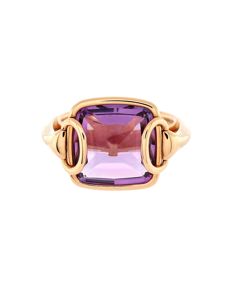 Pre-owned Pre-owned Hermes Hermes Nausicaa Ring 18k Rose Gold With Amethyst