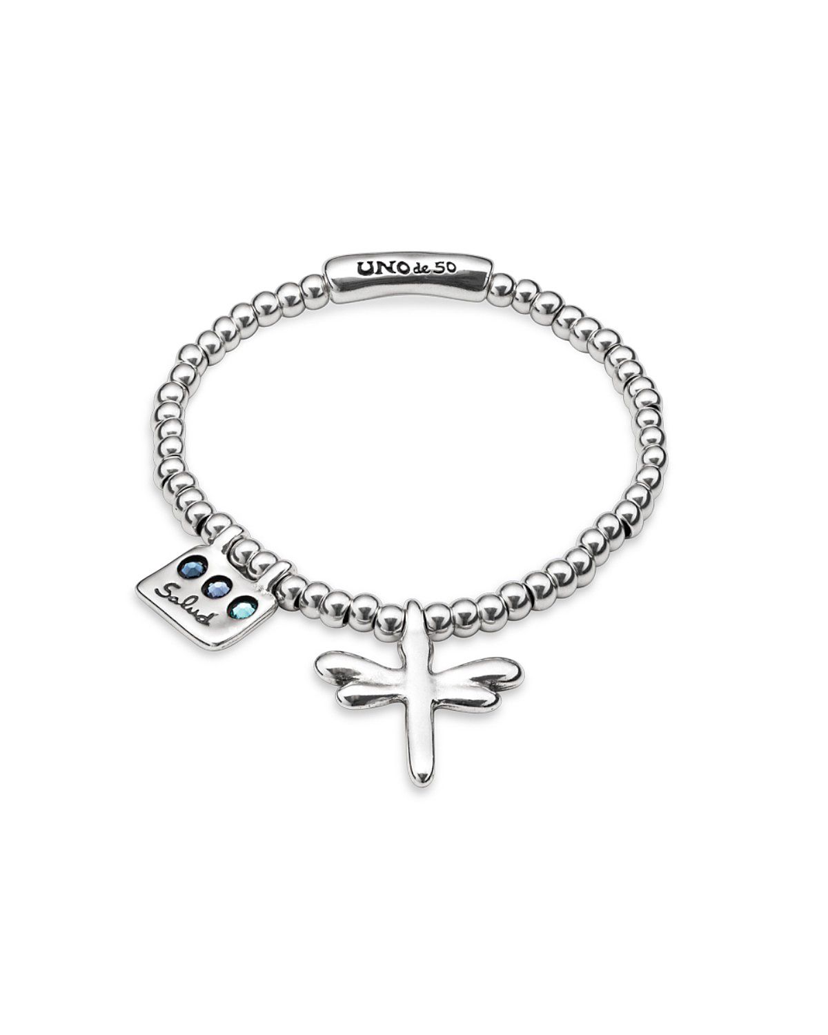 UNOde50 Sterling Silver Plated Elastic Beaded Bracelet