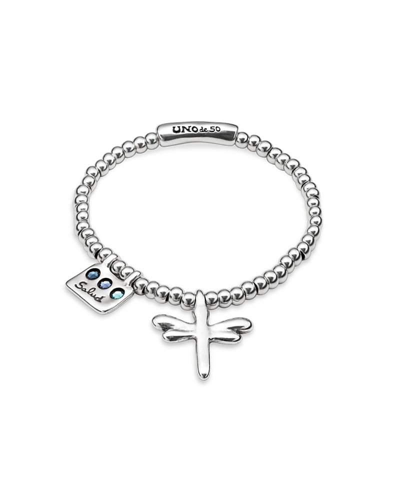 UNOde50 Sterling Silver Plated Elastic Beaded Bracelet