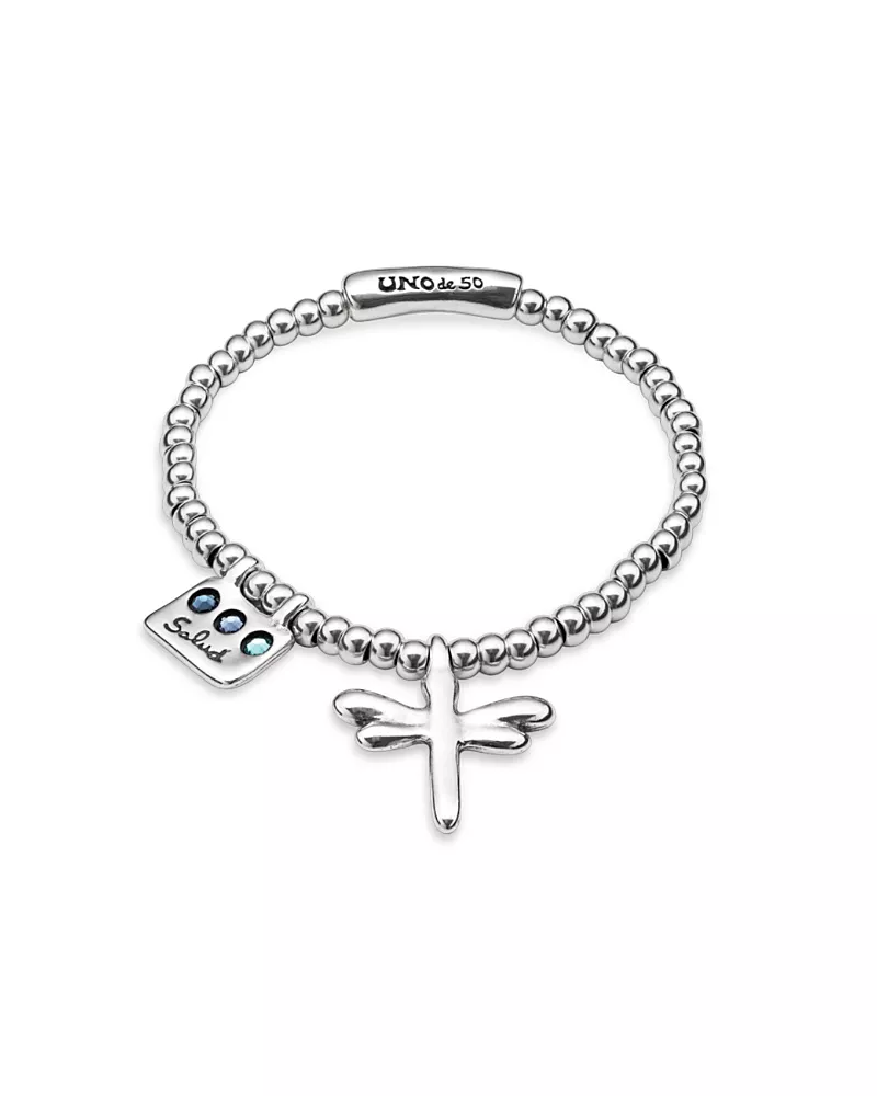 UNOde50 Sterling Silver Plated Elastic Beaded Bracelet