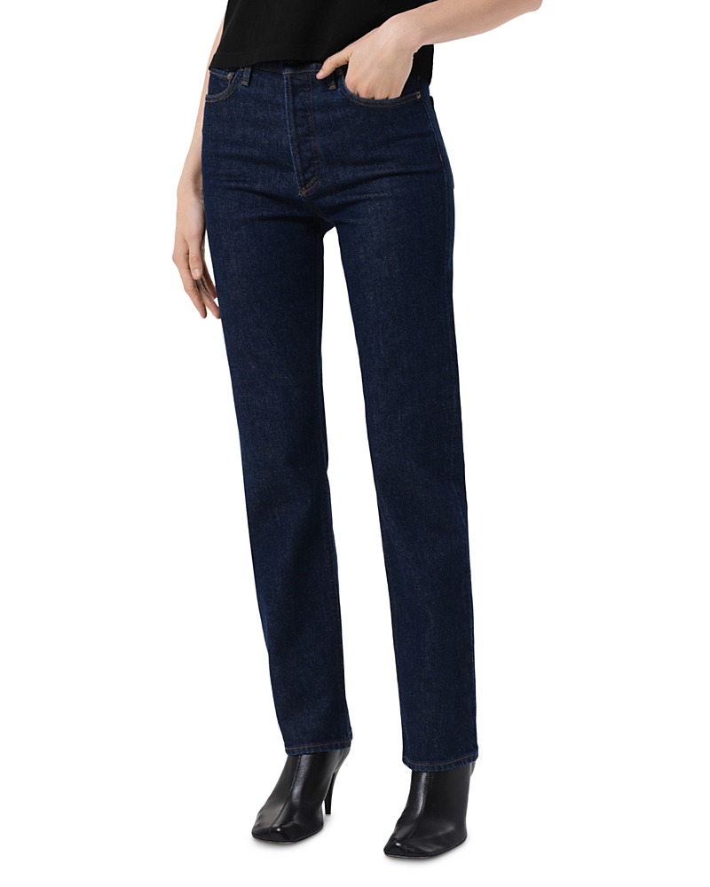Agolde Harper Mid Rise Relaxed Straight Jeans In Reissue In Black
